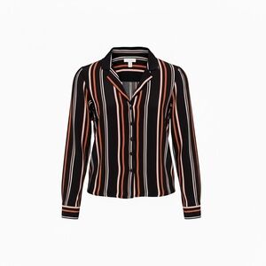 Topshop Black, Pink & Brown Striped Button-Down Size Women’s 6